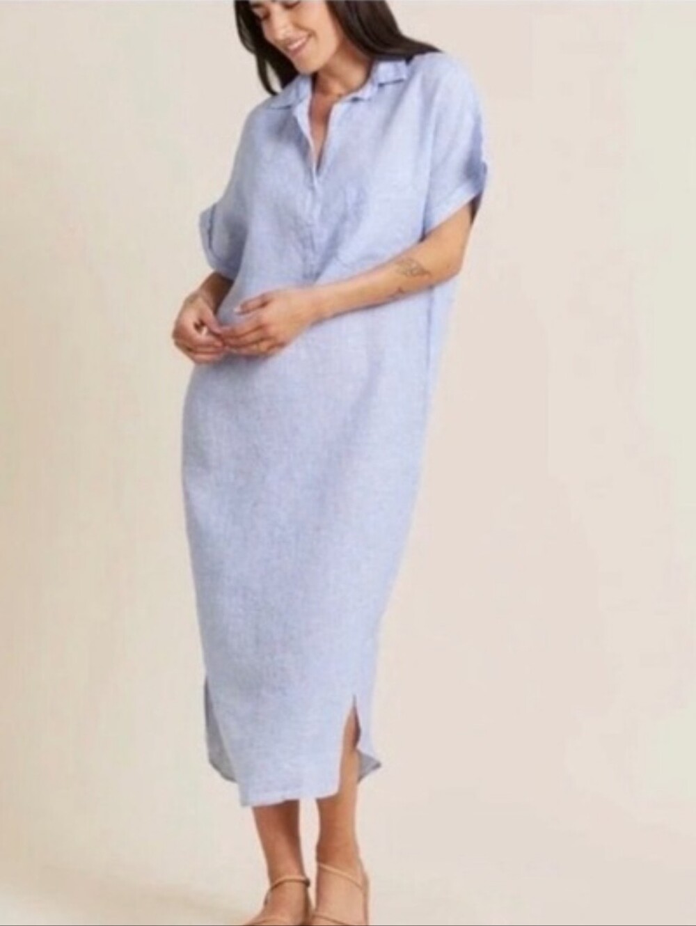 Grayson by Frank and Eileen Maxi Dress Linen Shirtdress Size Medium Artist